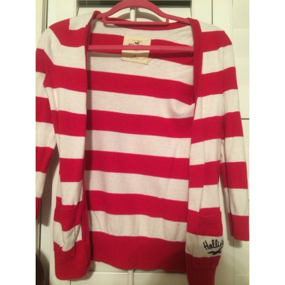 Pink and white stripes Hollister cardigan