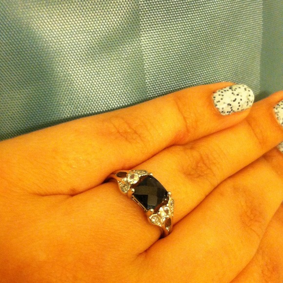 Sterling silver & black sapphire ring