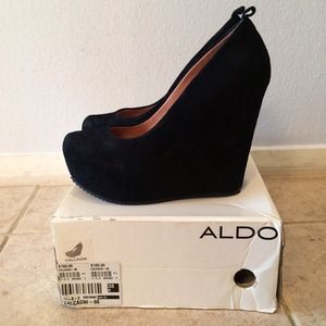 ALDO - Black Suede Platform Wedges