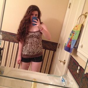 Brown and white flowered tank top