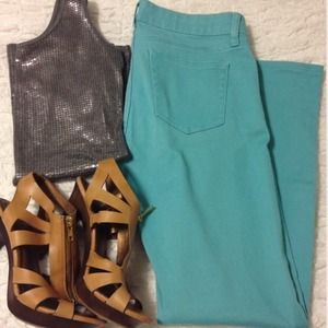 Turquoise Colored Straight Jeans