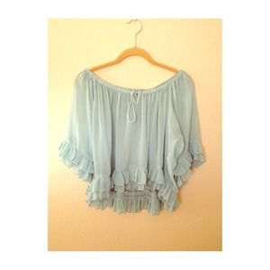 Mint Chiffon blouse ruffle coachella