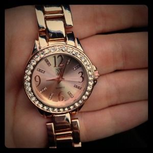 Rose Gold Watch with Rhinestone details