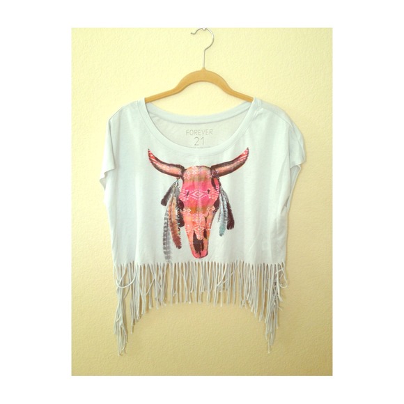 Fringe bull skull top, Coachella Style