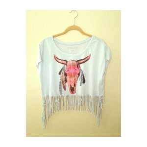 Fringe bull skull top, Coachella Style