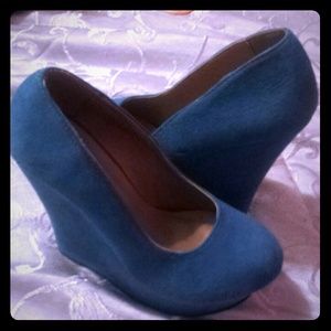 Turquoise Suade Wedges! So comfortable and light!