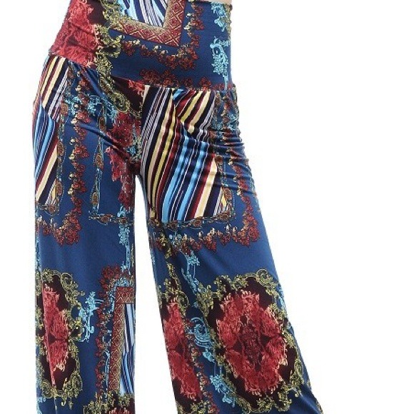 Ladies Duchess navy wide leg palazzo pants