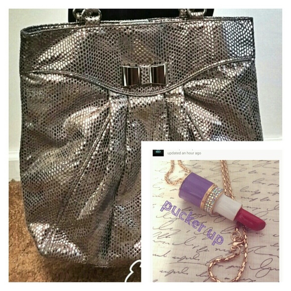 Bundle _silver bag & lipstick necklace