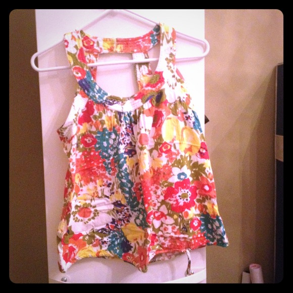 Rainbow floral tank top