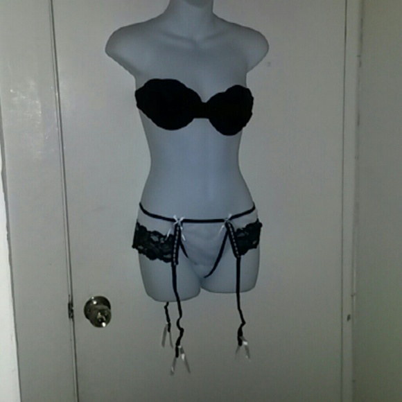 Garter belt with attached thong.