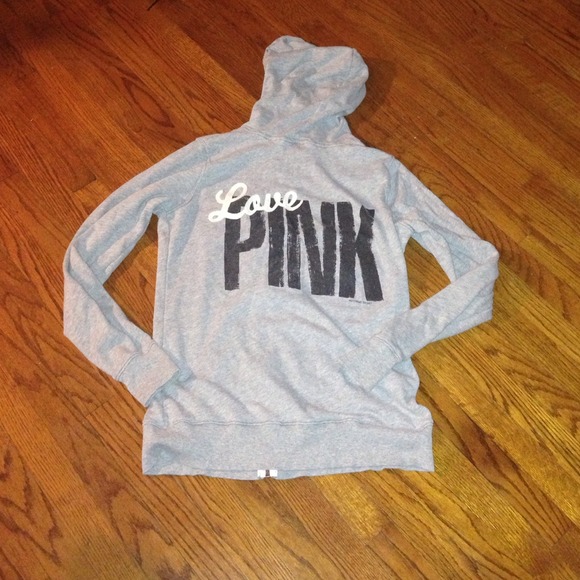 ✋SOLD!!! Gray love pink hoodie - Picture 1 of 2