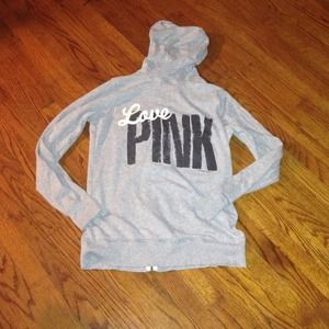 ✋SOLD!!! Gray love pink hoodie