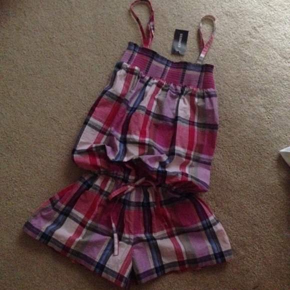 Express pink Plaid Romper