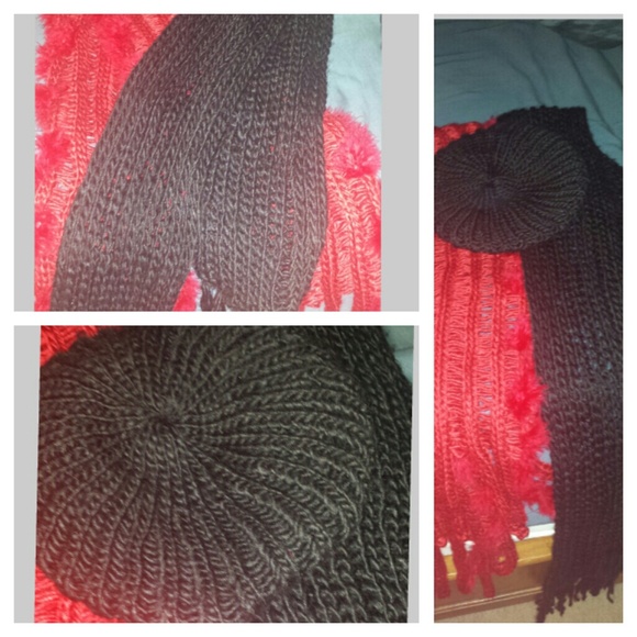 Ladies scarfs with matching black hat.