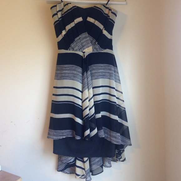 MM Couture Black/Cream Striped Sweetheart Dress - Picture 2 of 4