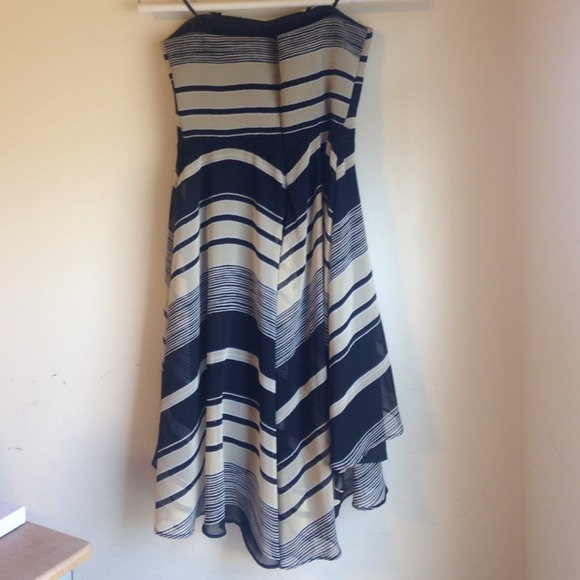 MM Couture Black/Cream Striped Sweetheart Dress - Picture 3 of 4
