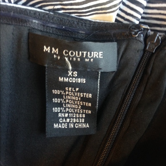 MM Couture Black/Cream Striped Sweetheart Dress - Picture 4 of 4