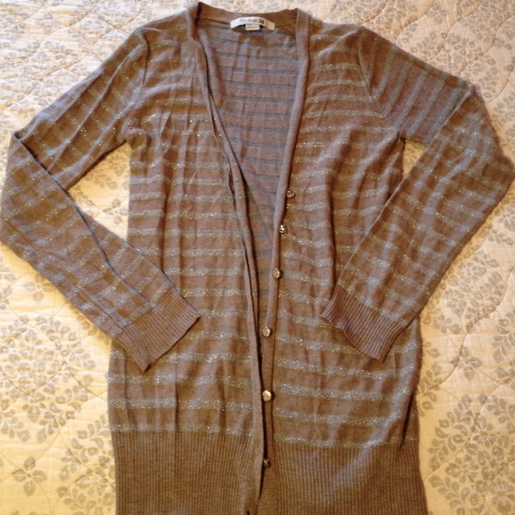 Glitzy blush and silver long sleeve cardigan!