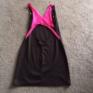 Little Black Dress with Pink Criss Cross Back