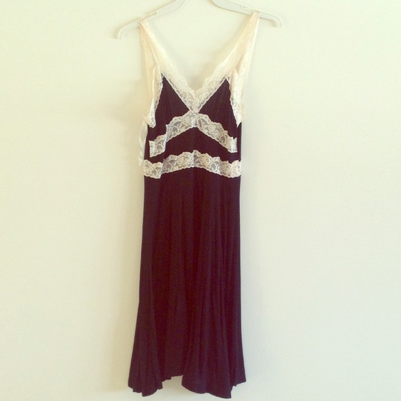 Cute little black dress with ivory lace straps