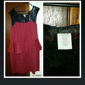 Peplum red & lace dress