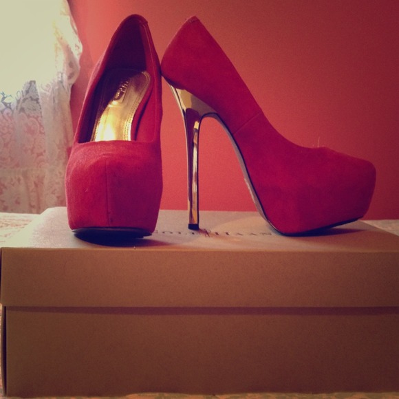 Red Suede Pumps