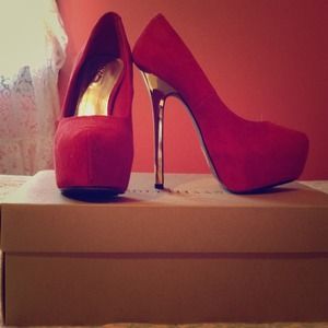 Red Suede Pumps