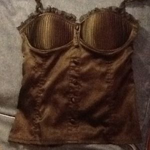 Black Corset faux buttons, elastic back, small
