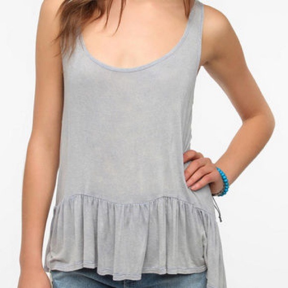 Daydreamer LA Acid Wash Peplum Tank Top Tunic