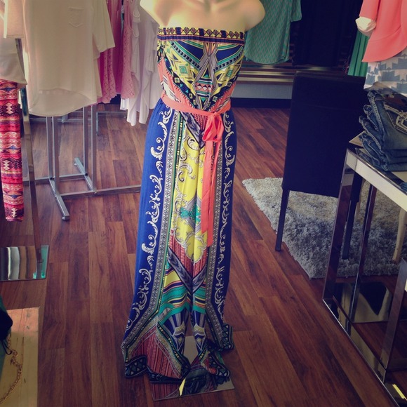 Ethnic Print Strapless Romper