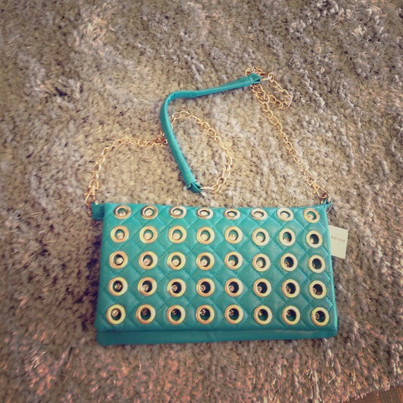 Teal w/ gold chain Cross Body Purse