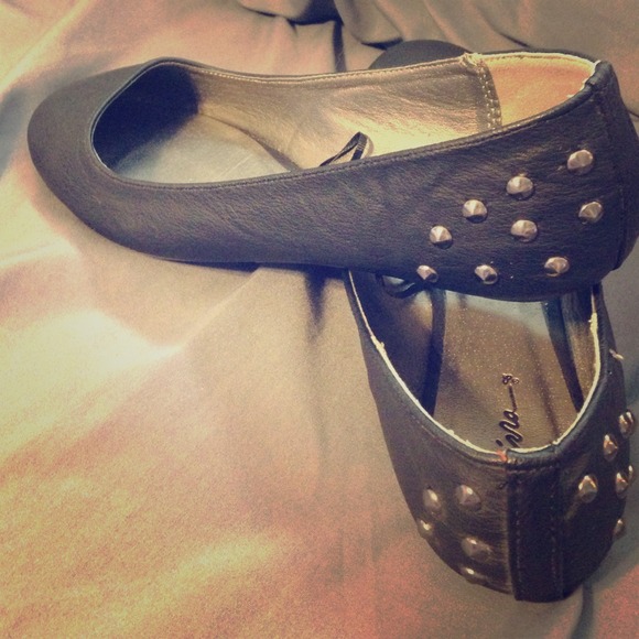 Studded Black Flats