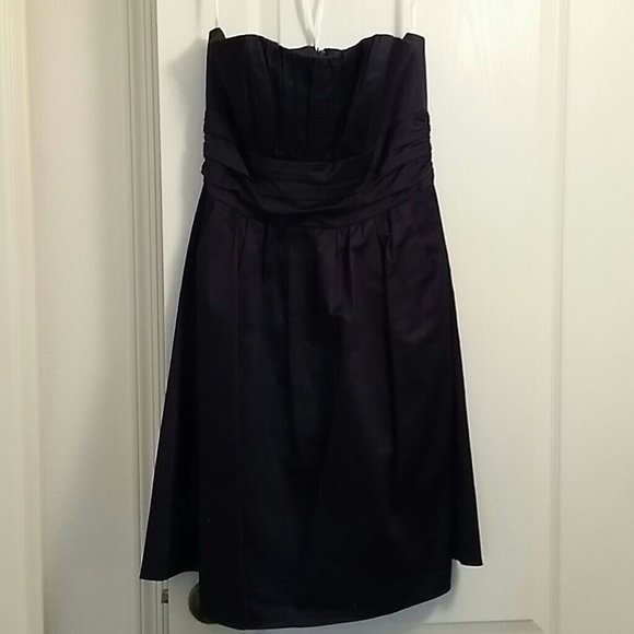 Navy strapless bridesmaid dress