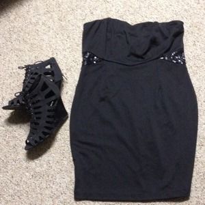 Strapless little black dress