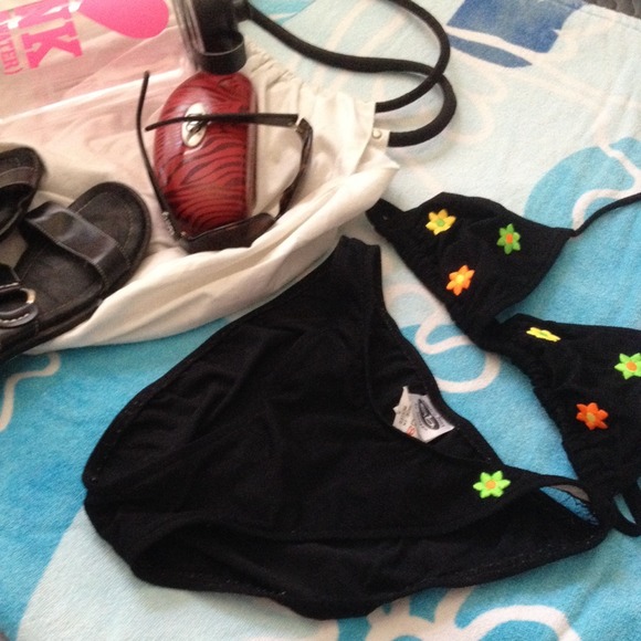 Swimsuit!! Great bikini. Black with multi flowers