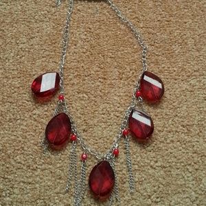Red ruby like costume necklace set