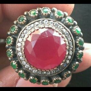 Vintage ruby 925 sterling silver ring