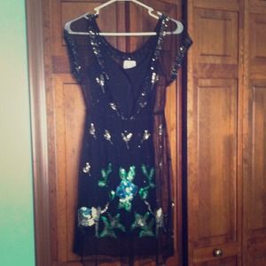 Black sequin Free People elephant dress