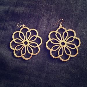 Large Gold Flower Earrings!
