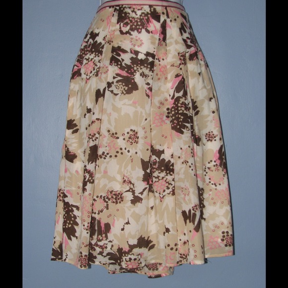 Liz Claiborne pink/brown knee length cotton skirt