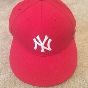 NY Yankees Red New Era 59/50 Hat Size 7 1/4