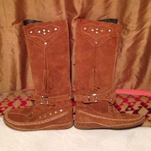 Tall Woman's Leather Jeweled Moccasins