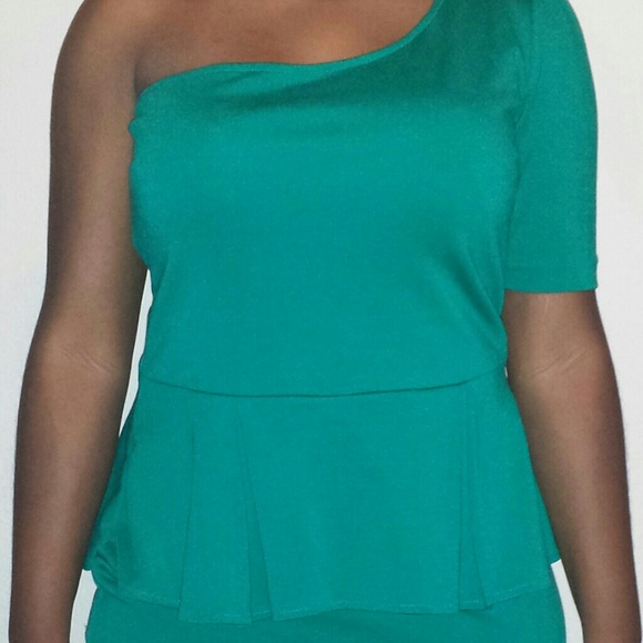 One Shoulder Peplum Dress - Picture 2 of 4