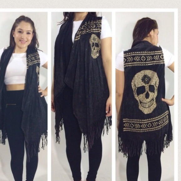 Vocal Tops - ❗️SALE❗️VOCAL: Black Stone Wash Skull Vest Vocal Tops - ❗️SALE❗️VOCAL: Black Stone Wash Skull Vest