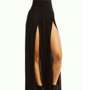 Ivory double split maxi skirt