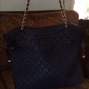 Tory Burch navy quilted leather bag