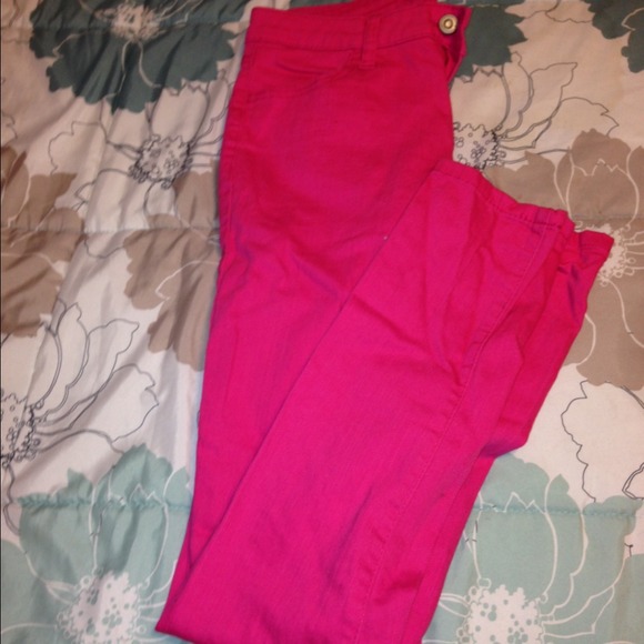 Hot pink skinny jeans
