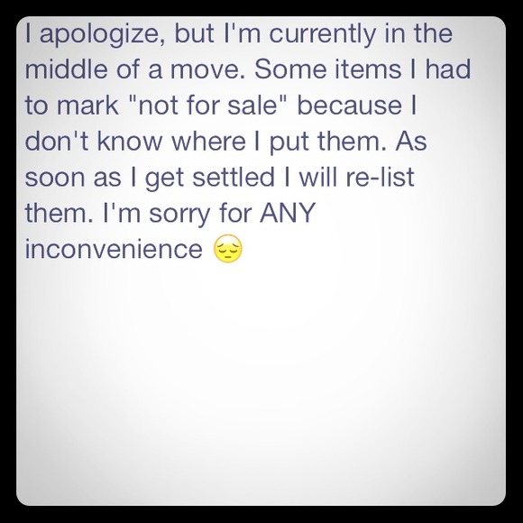 MOVING- UNAVAILABLE ITEMS
