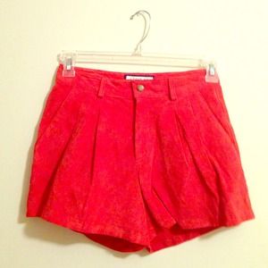 Coral Leather Shorts
