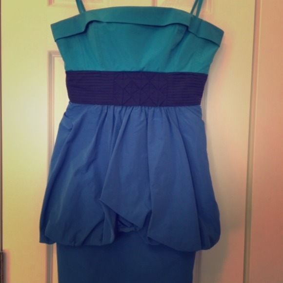 BCBG Max Azria blue tri-tone dress